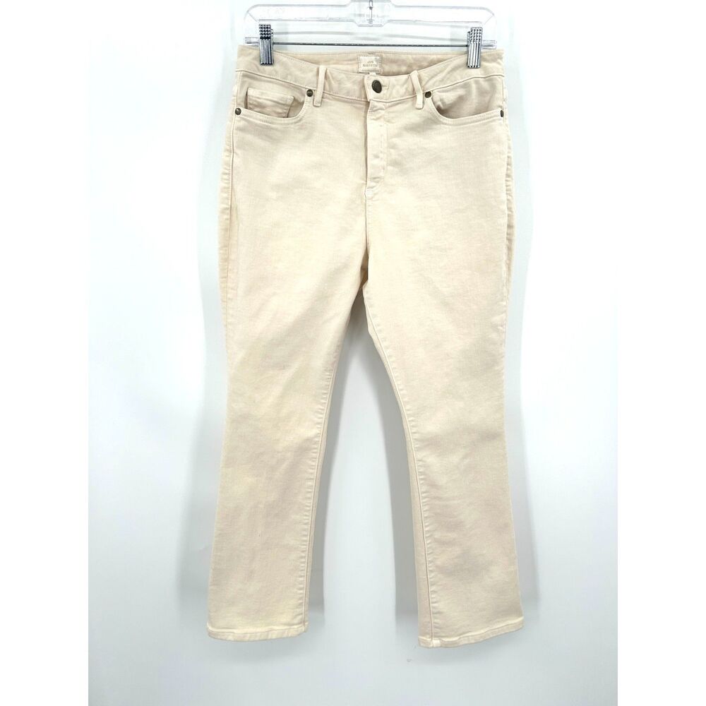 ANN MASHBURN Womens Cream Ivory High Rise Ankle Flare Casual Denim Jeans Size 30